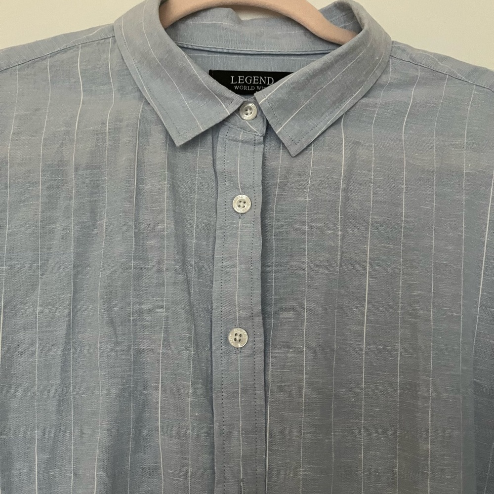 Pinstripe Linen Button Down